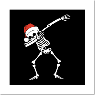 Dabbing Skeleton With Santa Hat Posters and Art